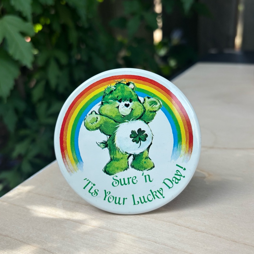 Care Bears Good Luck Bear Vintage American Greetings Pin Button